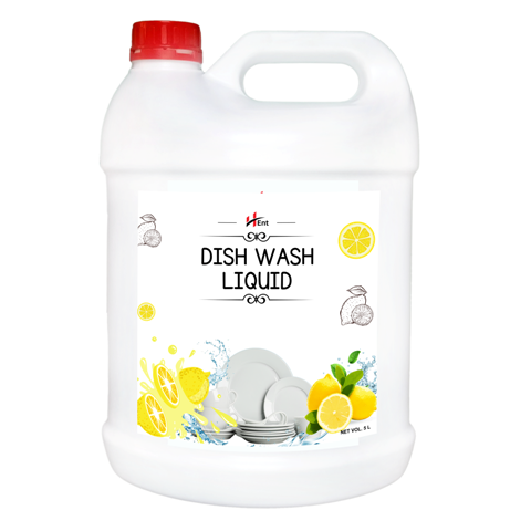 Hent Dish Wash Liquid Fast-Acting Formula for Sparkling Clean Dishes Dish Cleaning Gel (Lemon, 5 L)